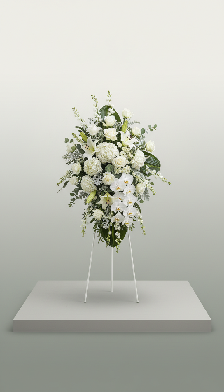 Arreglo floral blanco contemporáneo