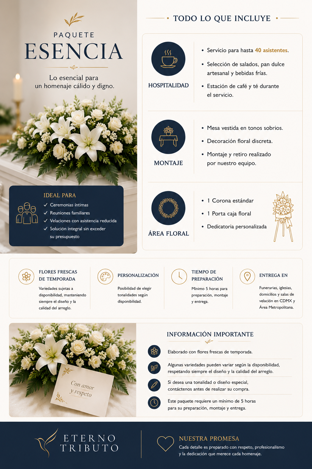 Paquete Funerario Esencia – Hasta 40 personas CDMX