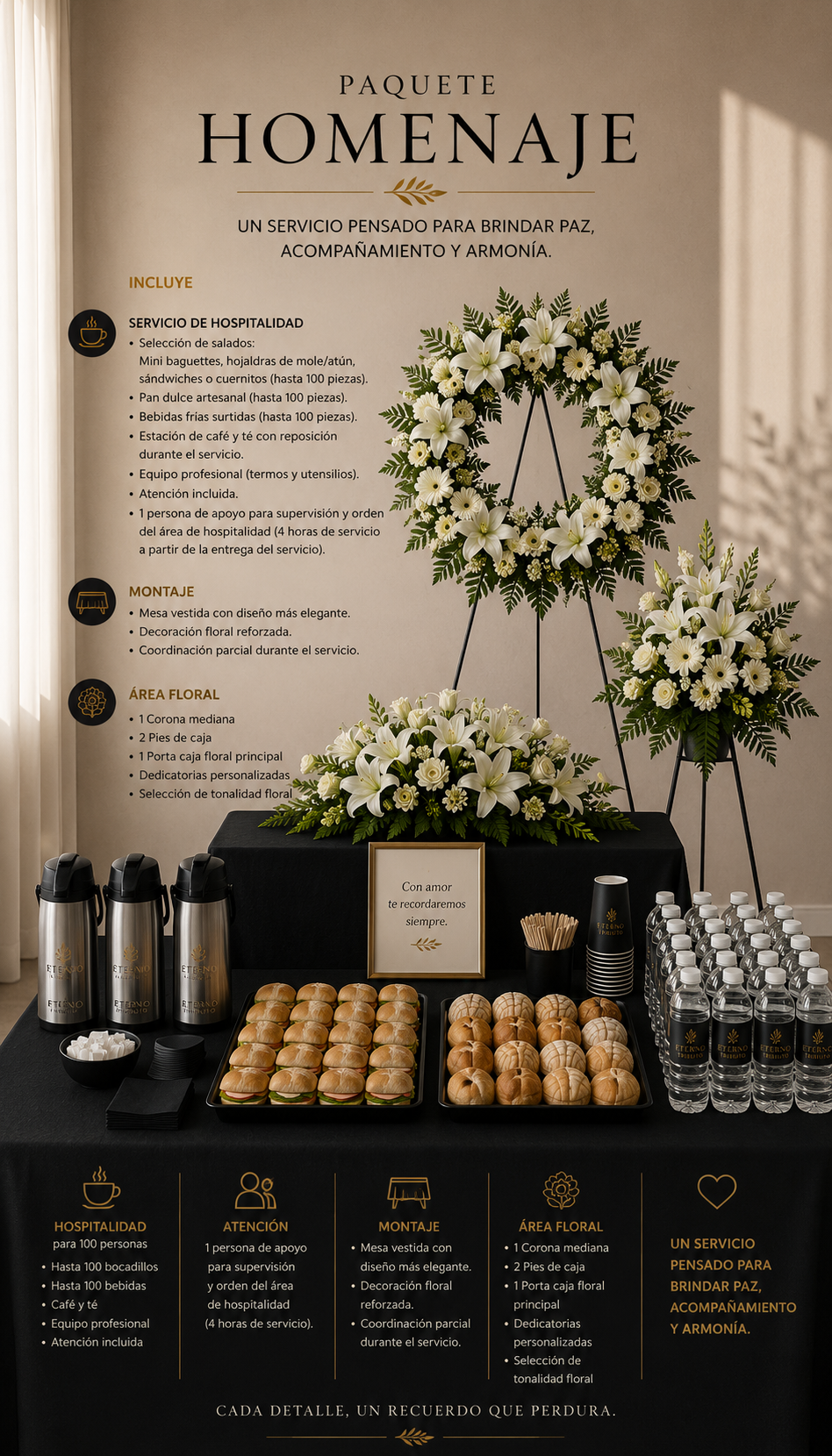 Paquete Funerario Homenaje – Hasta 100 personas CDMX