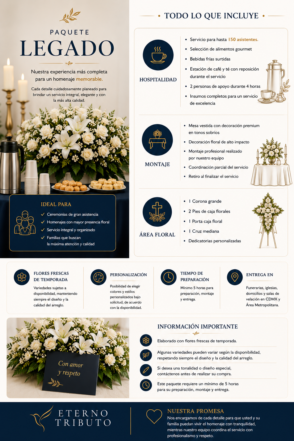 Paquete Funerario Legado – Hasta 150 personas CDMX